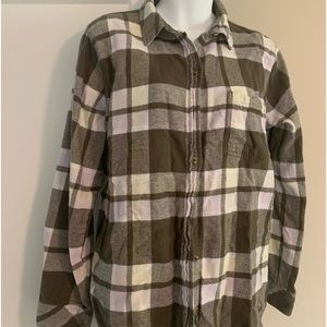 Sonoma casual green plaid flannel button down